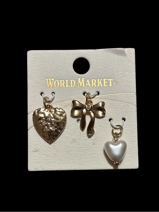 Cost Plus World Market Jewelry - Cost Plus World Market Gold Heart, Bow & Pearl Charm Trio